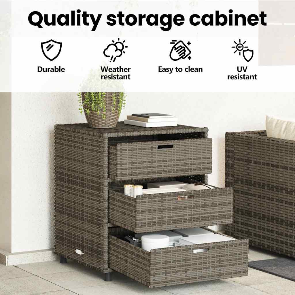 vidaXL Garden Storage Cabinet Grey 55x59x69 cm Poly Rattan