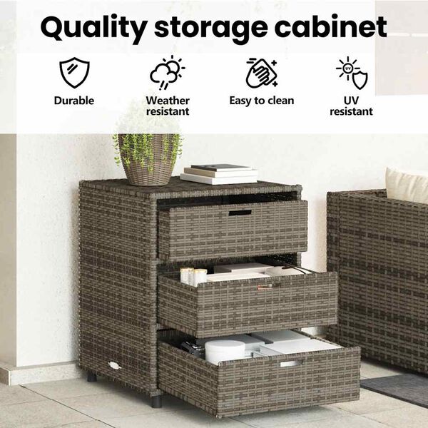 vidaXL Garden Storage Cabinet Grey 55x59x69 cm Poly Rattan