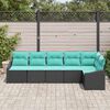 vidaXL Sofa Set with Cushion 6 pcs Black Poly Rattan