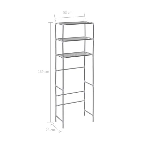vidaXL 3-Tier Storage Rack over Toilet Silver 53x28x169 cm