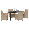vidaXL Garden Dining Set 5 pcs Beige Poly Rattan