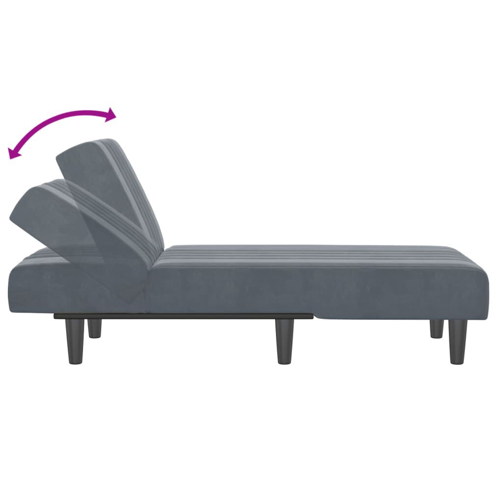 vidaXL Chaise Longue Dark Grey Velvet