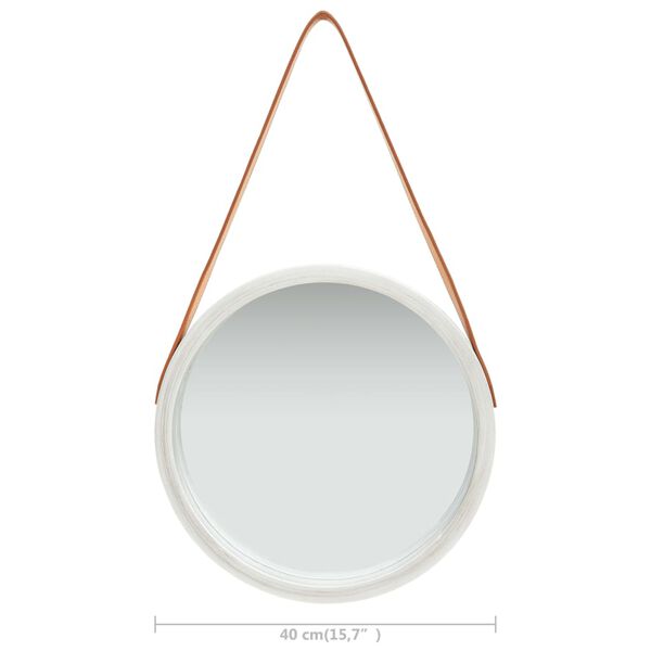 vidaXL Wall Mirror with Strap 40 cm Silver