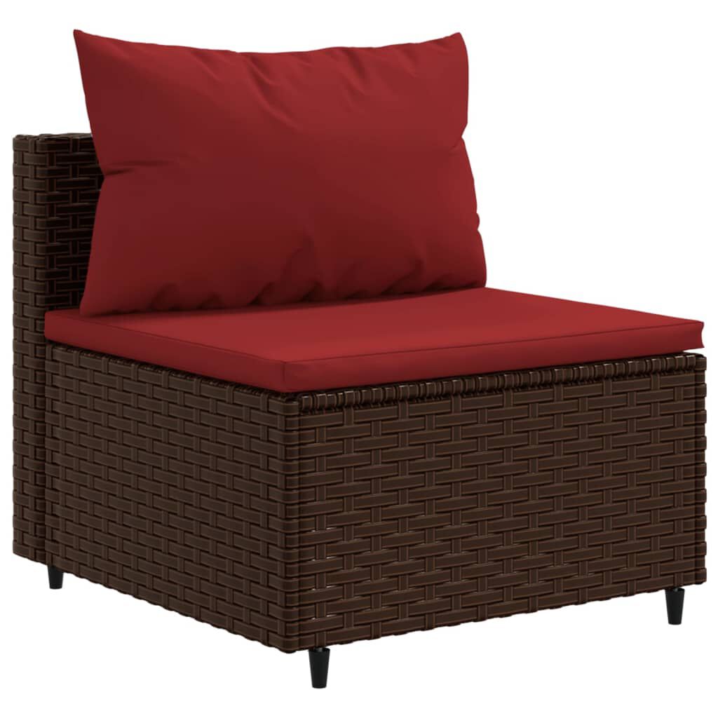 vidaXL 11 Piece Garden Lounge Set with Cushions Brown Poly Rattan