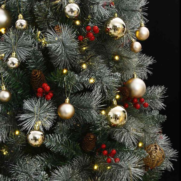 vidaXL Artificial Hinged Christmas Tree 300 LEDs & Ball Set 240 cm