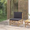vidaXL Garden Middle Sofa with Dark Grey Cushions Bamboo