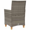 vidaXL Garden Chairs with Cushions 2 pcs Grey Poly Rattan&Solid Wood