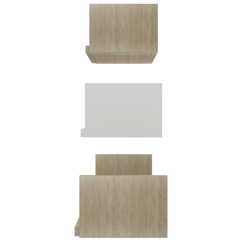 vidaXL Wall Display Shelf 3 pcs White and Sonoma Oak Engineered Wood