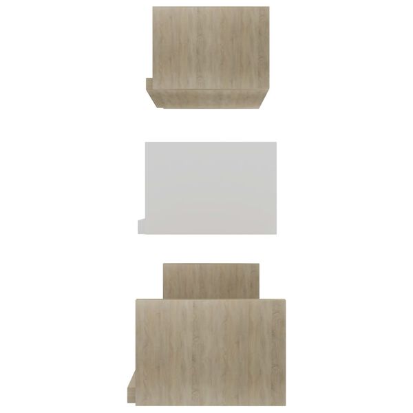 vidaXL Wall Display Shelf 3 pcs White and Sonoma Oak Engineered Wood
