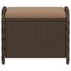 vidaXL Garden Stool with Cushion Brown 58x46x46 cm Poly Rattan