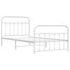 vidaXL Metal Bed Frame without Mattress with Footboard White 100x200cm