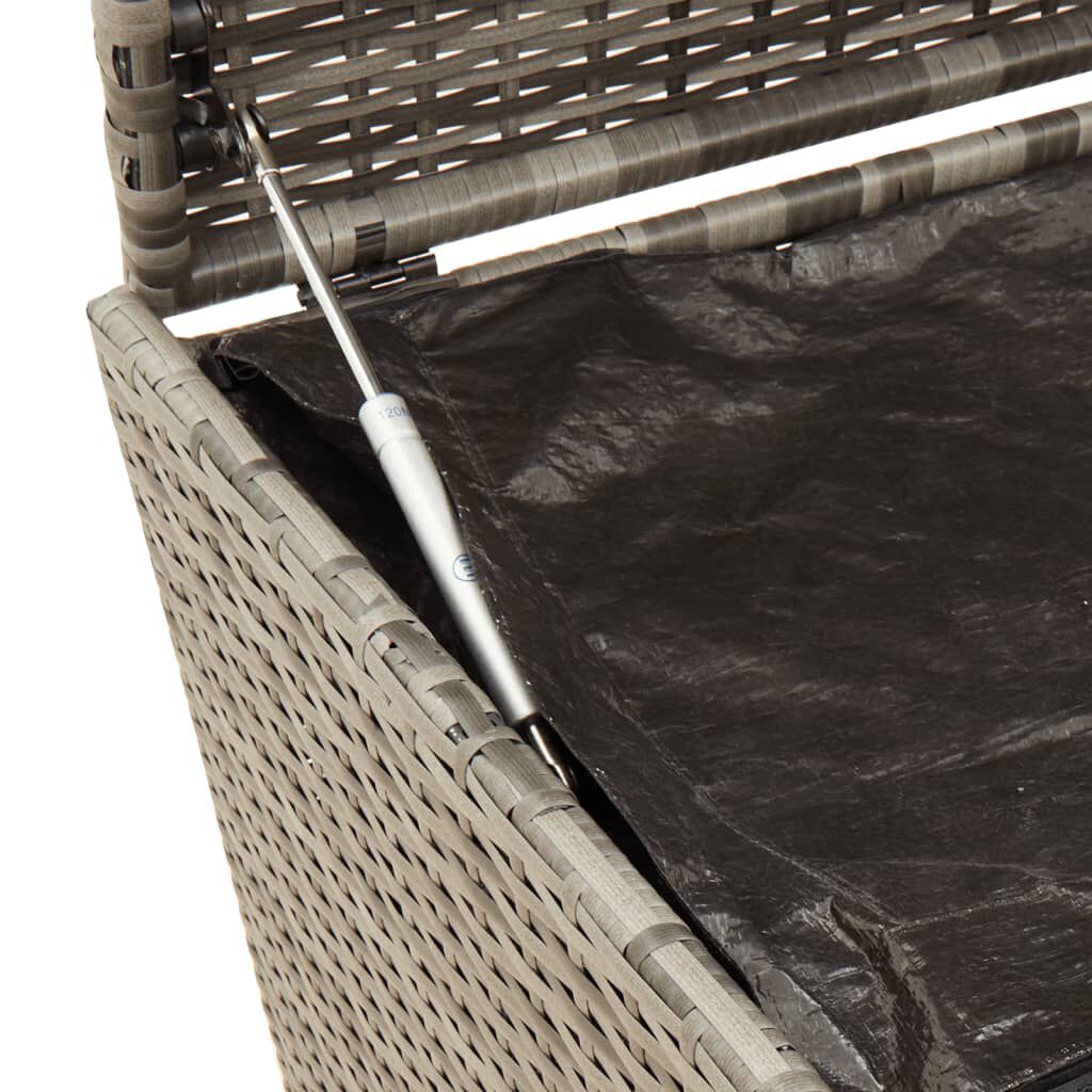 vidaXL Garden Storage Box with Wheels Grey 283L Poly Rattan