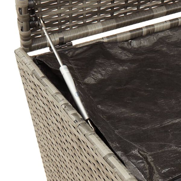 vidaXL Garden Storage Box with Wheels Grey 283L Poly Rattan
