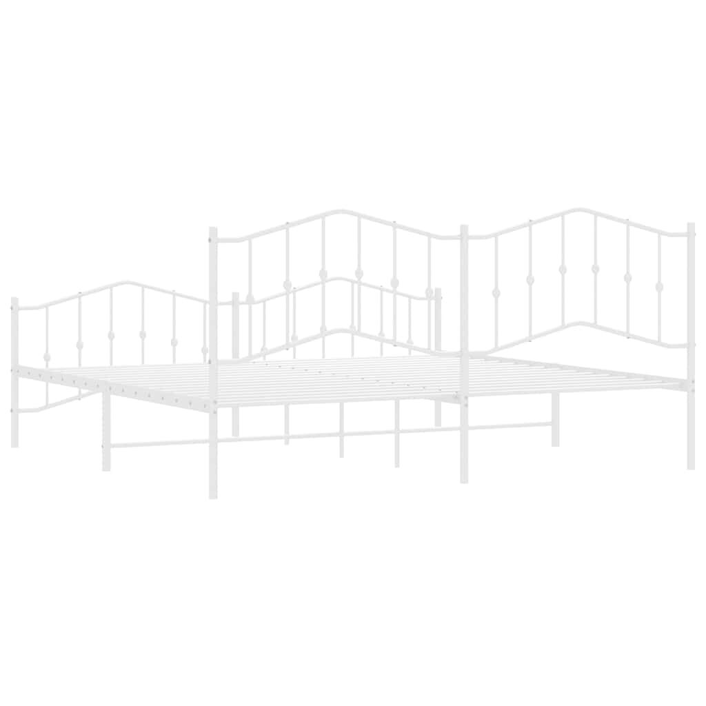 vidaXL Metal Bed Frame without Mattress with Footboard White 193x203cm
