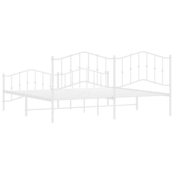 vidaXL Metal Bed Frame without Mattress with Footboard White 193x203cm