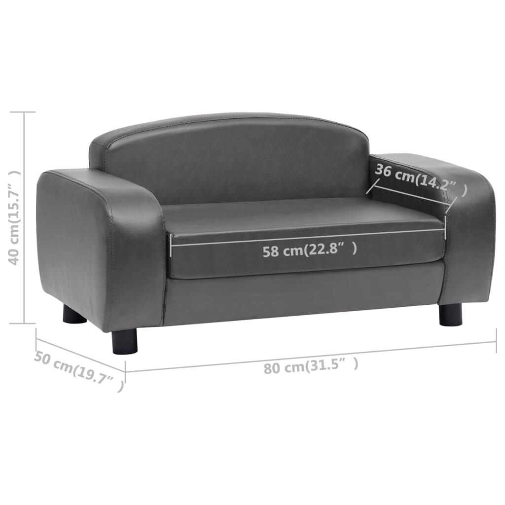 vidaXL Dog Sofa Grey 80x50x40 cm Faux Leather