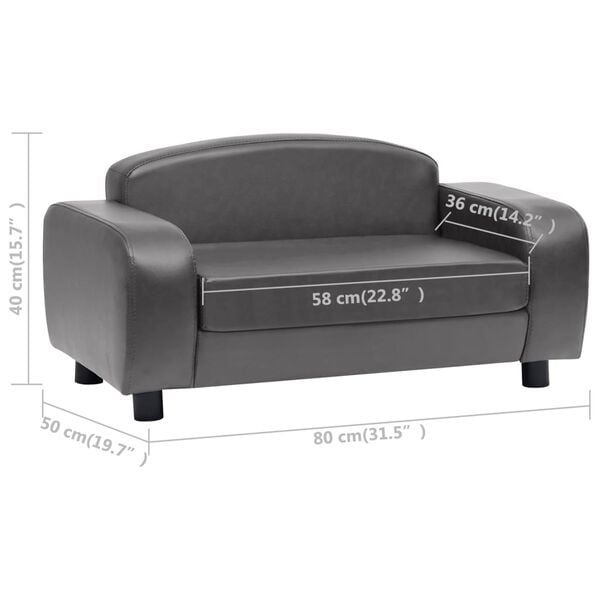 vidaXL Dog Sofa Grey 80x50x40 cm Faux Leather