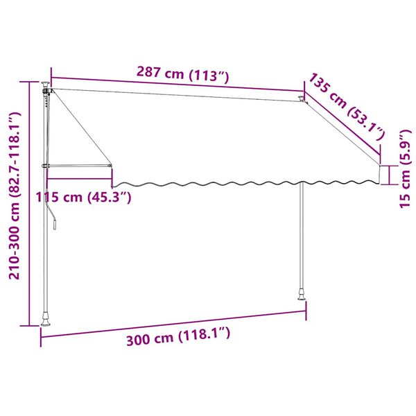 vidaXL Manual Retractable Awning 300 cm Blue and White Stripes