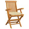 vidaXL Garden Chairs with Cream White Cushions 3 pcs Solid Teak Wood