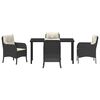 vidaXL Garden Dining Set with Cushion 5 pcs Black Poly Rattan