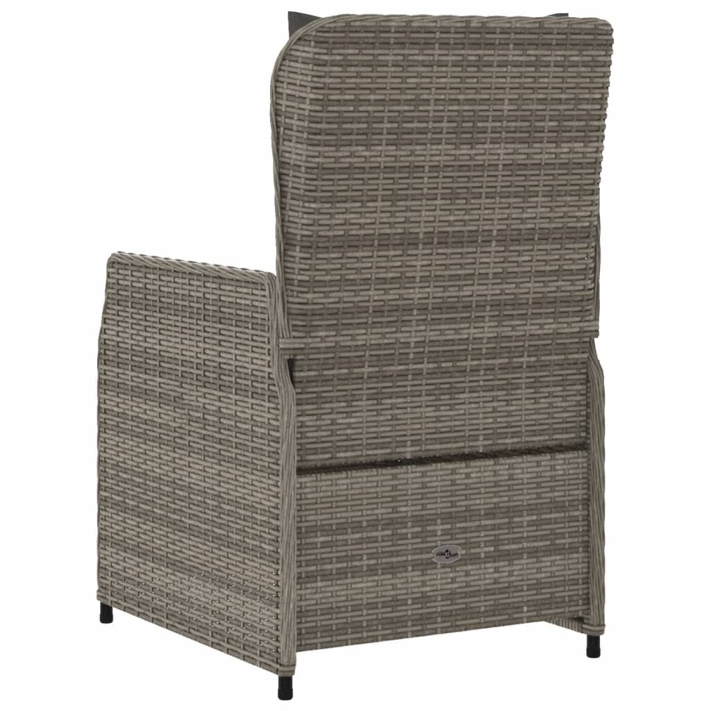 vidaXL Reclining Garden Chairs 2 pcs Grey Poly Rattan