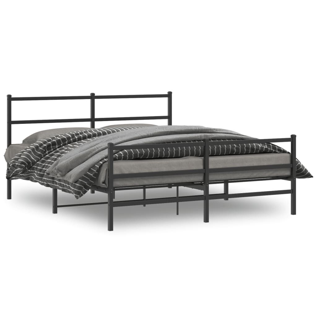 vidaXL Metal Bed Frame without Mattress with Footboard Black 150x200cm