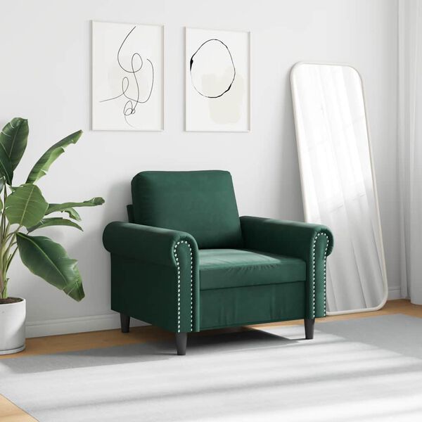 vidaXL Sofa Chair Dark Green 60 cm Velvet