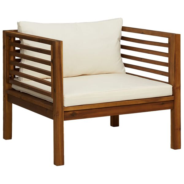 vidaXL 8 Piece Garden Lounge Set with Cream Cushion Solid Acacia Wood