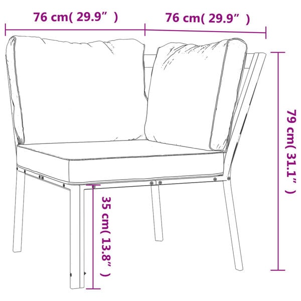 vidaXL 6 Piece Garden Lounge Set with Grey Cushions Steel