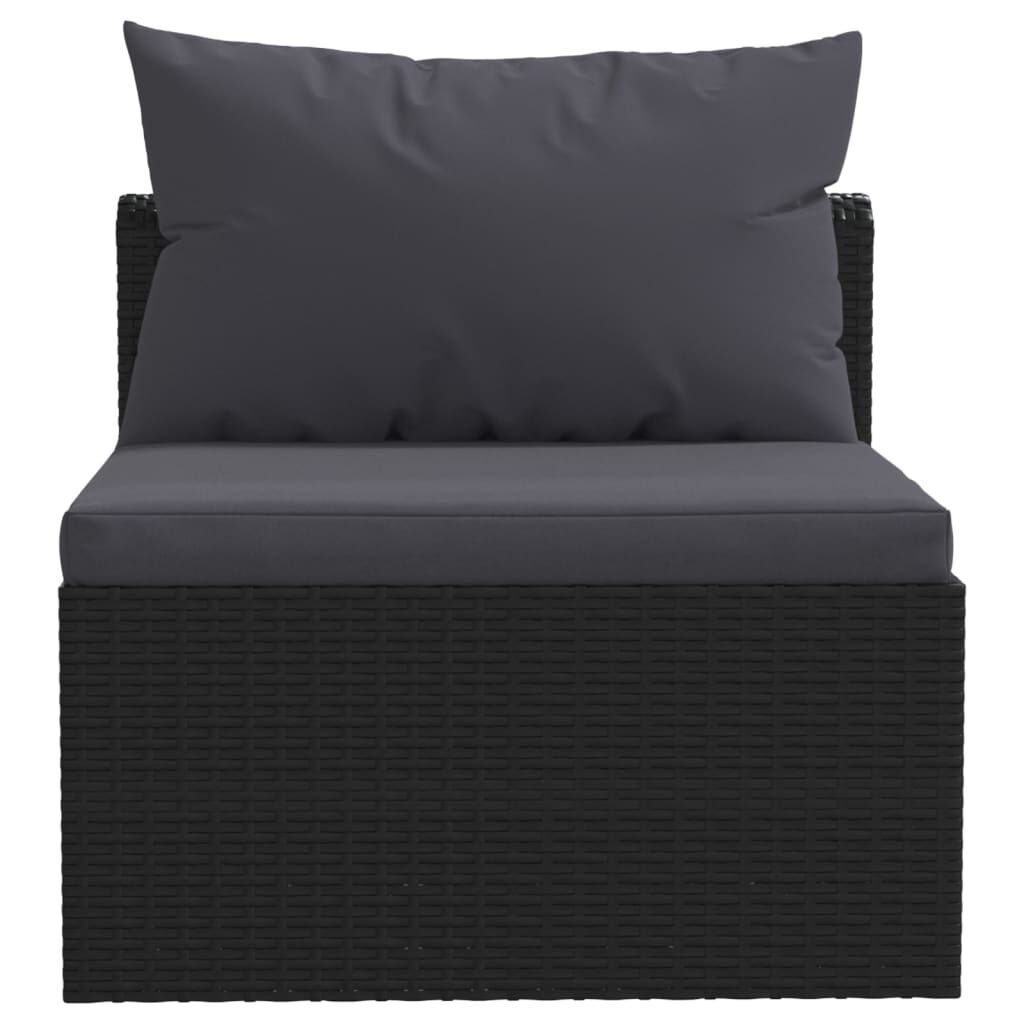 vidaXL 7 Piece Garden Lounge Set with Cushions Poly Rattan Black