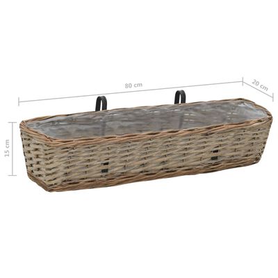 vidaXL Balcony Planter 2 pcs Wicker with PE Lining 80 cm