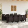 vidaXL Garden Dining Set 9 pcs Brown Polt rattan