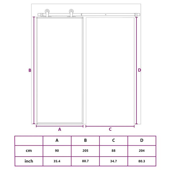 vidaXL Sliding Door ESG Glass and Aluminium 90x205 cm Black