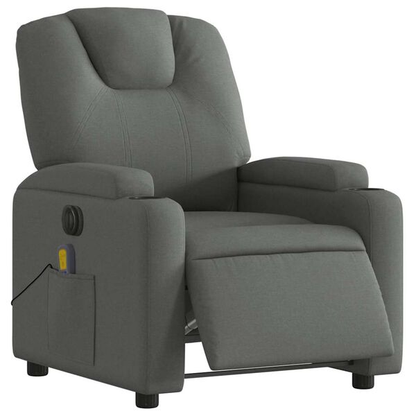 vidaXL Electric Massage Recliner Chair Dark Grey Fabric