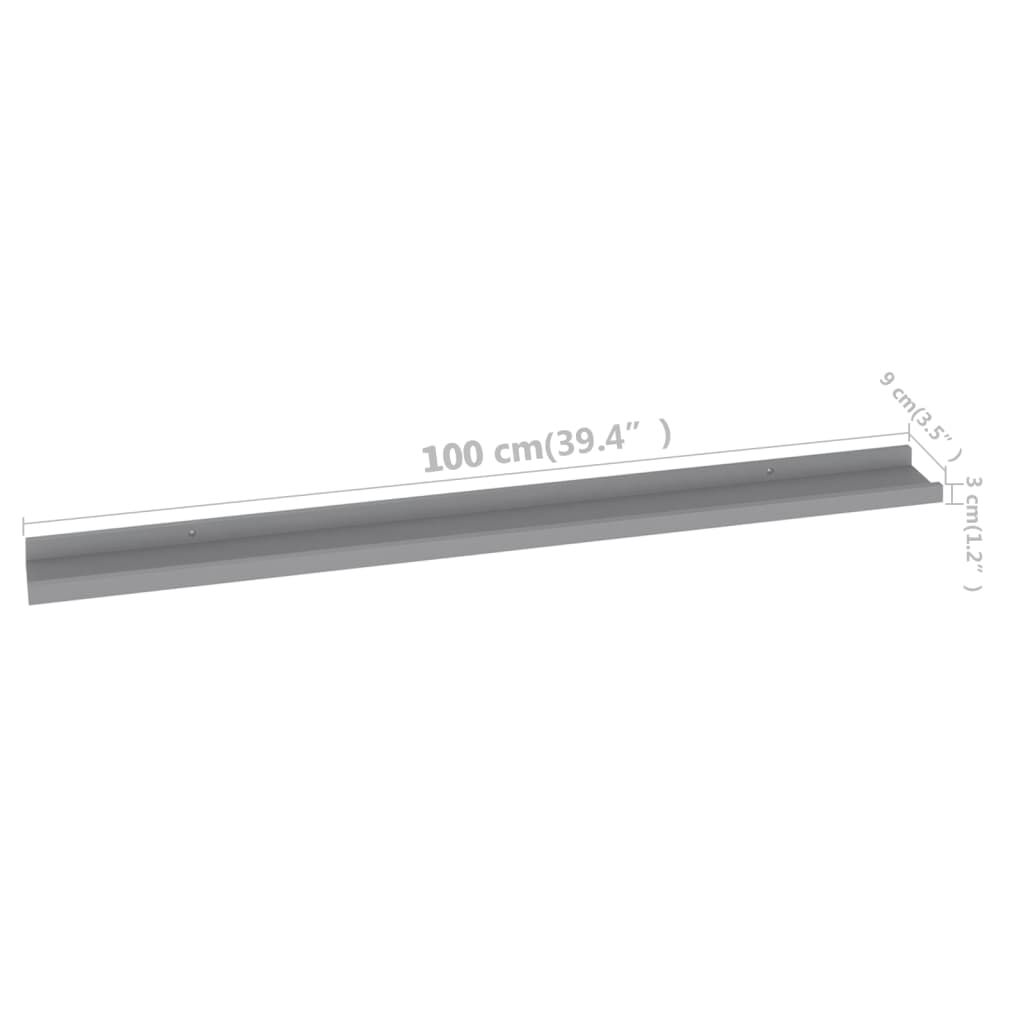 vidaXL Wall Shelves 2 pcs Grey 100x9x3 cm