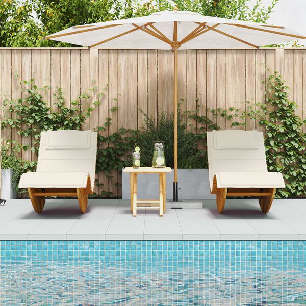 vidaXL Rocking Sun Loungers with Cushions 2 pcs Solid Wood Acacia