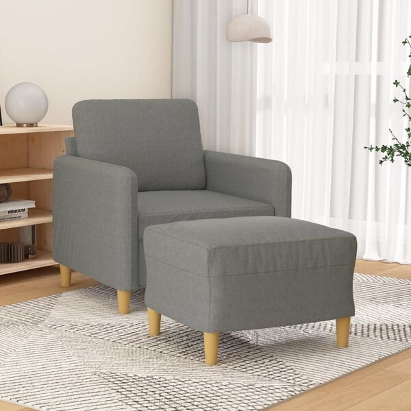 vidaXL Sofa Chair with Footstool Dark Grey 60 cm Fabric