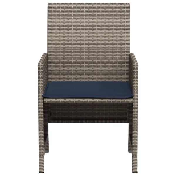 vidaXL 3 Piece Bistro Set with Cushions Grey Poly Rattan