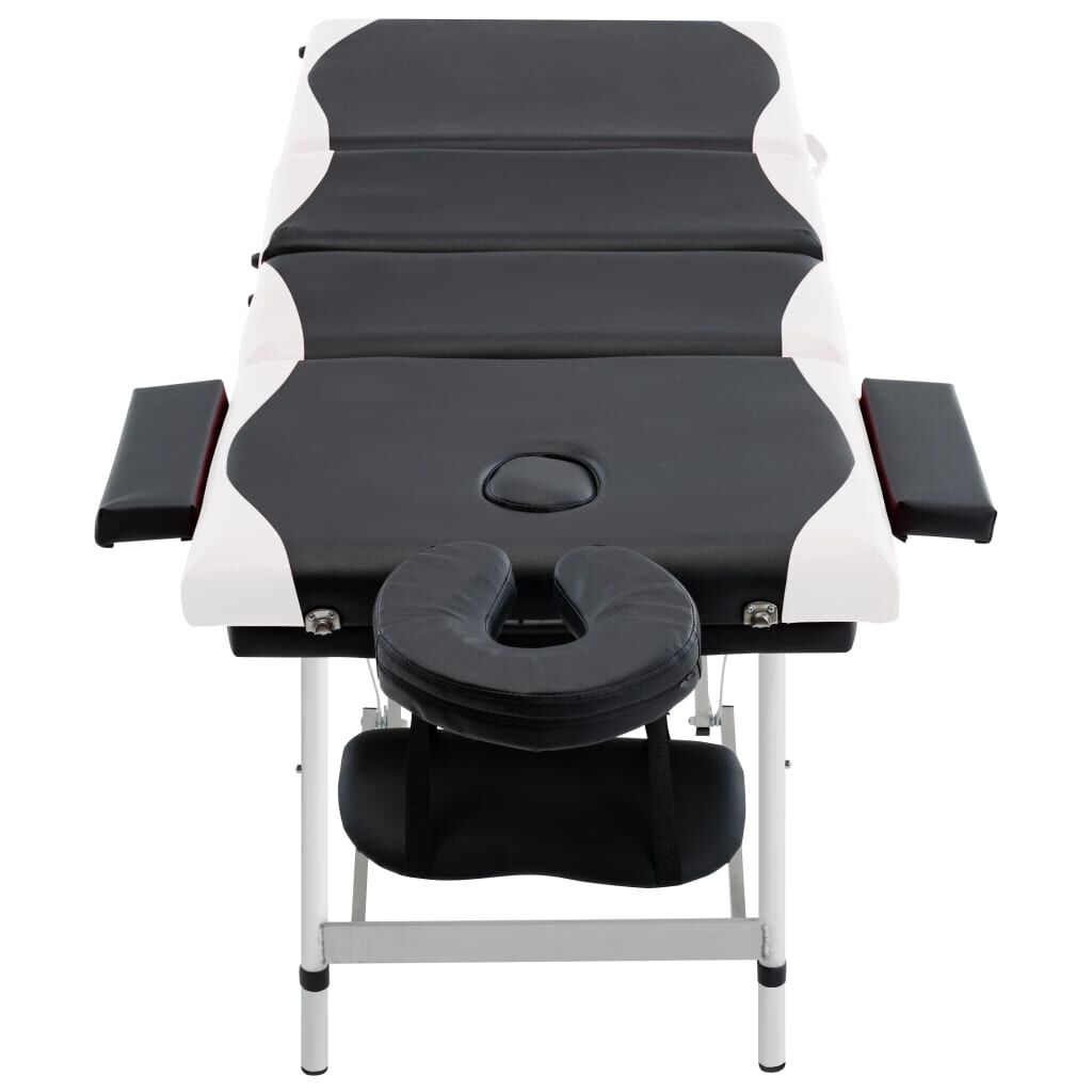 vidaXL 4-Zone Foldable Massage Table Aluminium Black and White