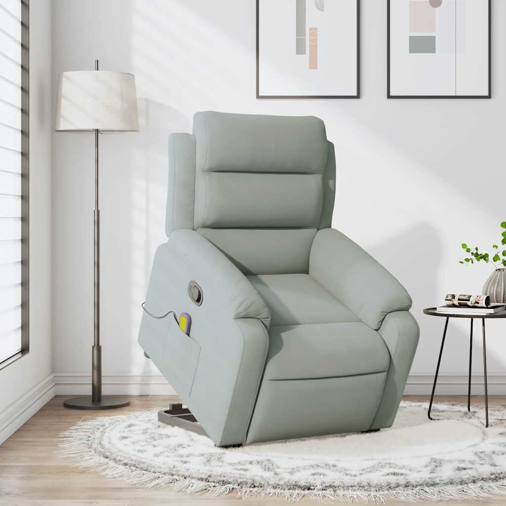 vidaXL Stand up Massage Recliner Chair Light Grey Velvet