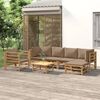 vidaXL 7 Piece Garden Lounge Set with Taupe Cushions Bamboo