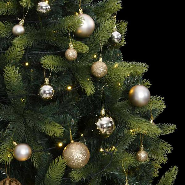 vidaXL Artificial Hinged Christmas Tree 300 LEDs & Ball Set 180 cm