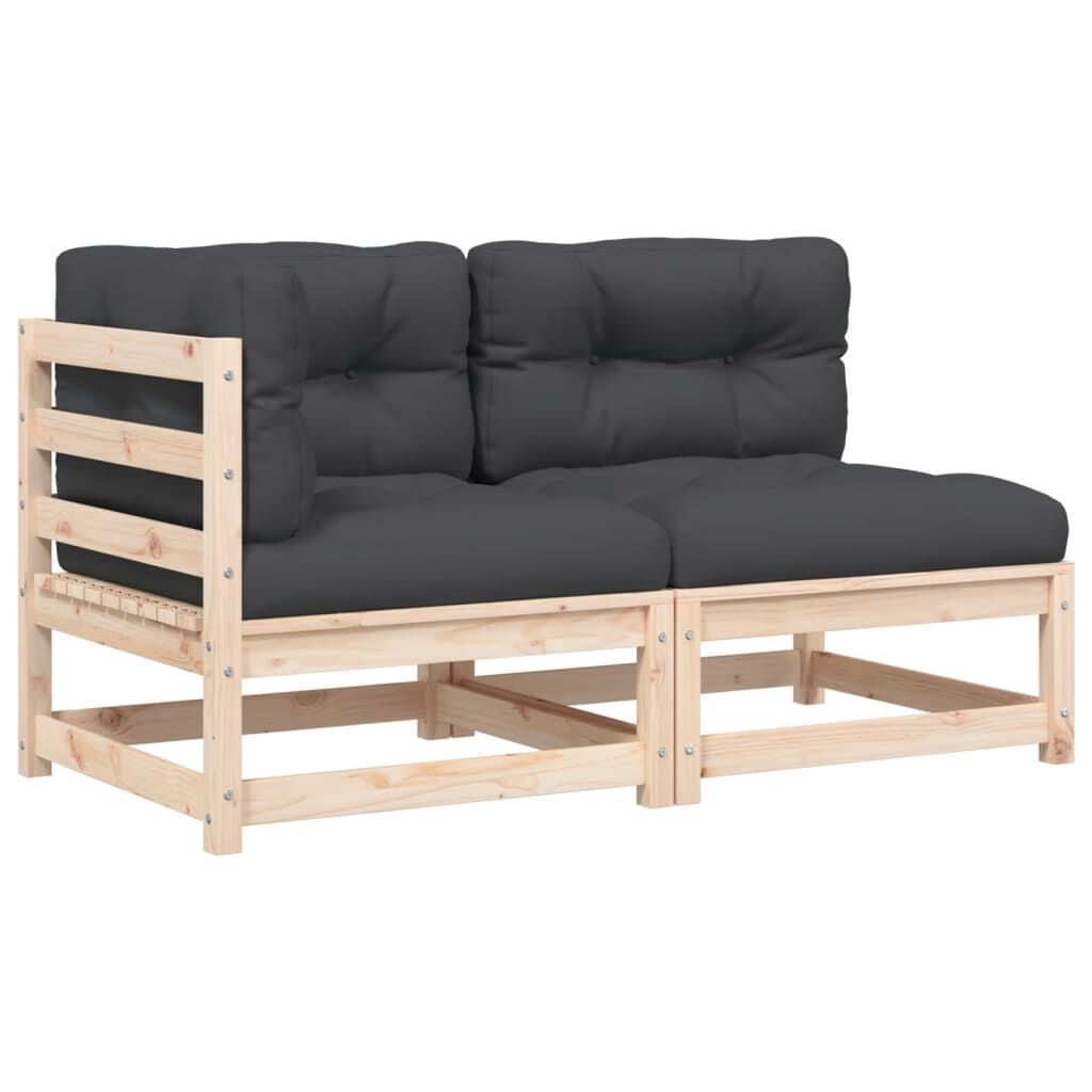 vidaXL Garden Sofa with Cushions 2-Seater Solid Wood Pine