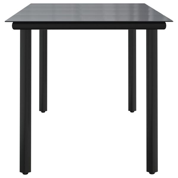 vidaXL Garden Dining Table Black 160x80x74cm Steel and Tempered Glass