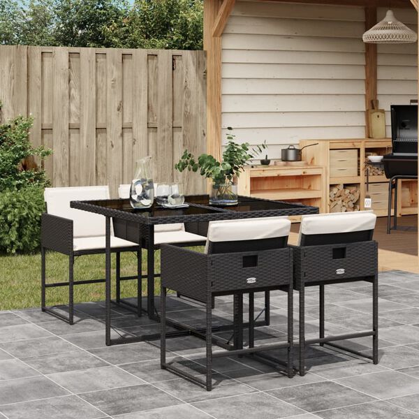vidaXL 9 Piece Garden Dining Set with Cushions Grey Poly Rattan