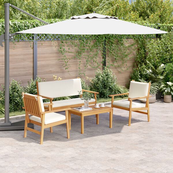 vidaXL 4 Piece Garden Sofa Set with Cushions Solid Wood Acacia