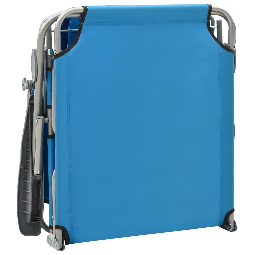 vidaXL Sun Lounger with Canopy Steel Blue