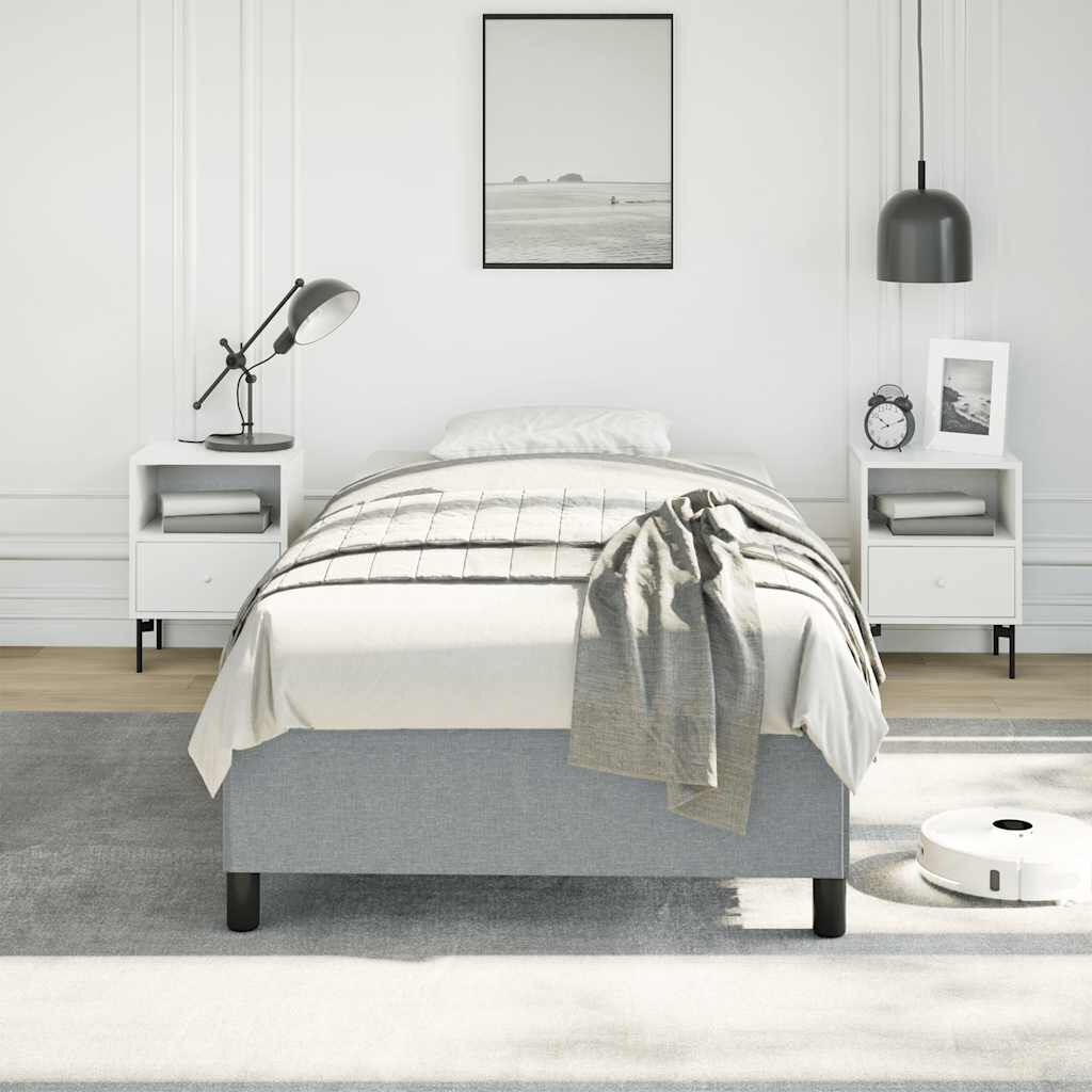 vidaXL Bed Frame without Mattress Light Grey 100x203 cm Twin XL Fabric
