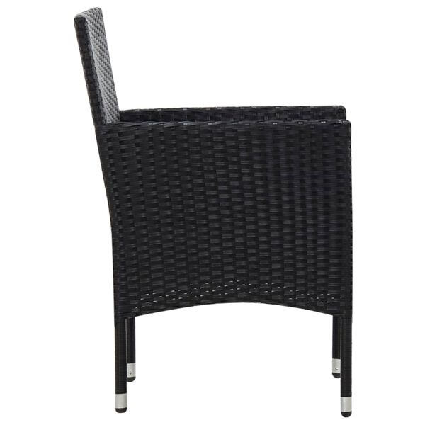 vidaXL 4 Piece Garden Lounge Set with Cushions Poly Rattan Black