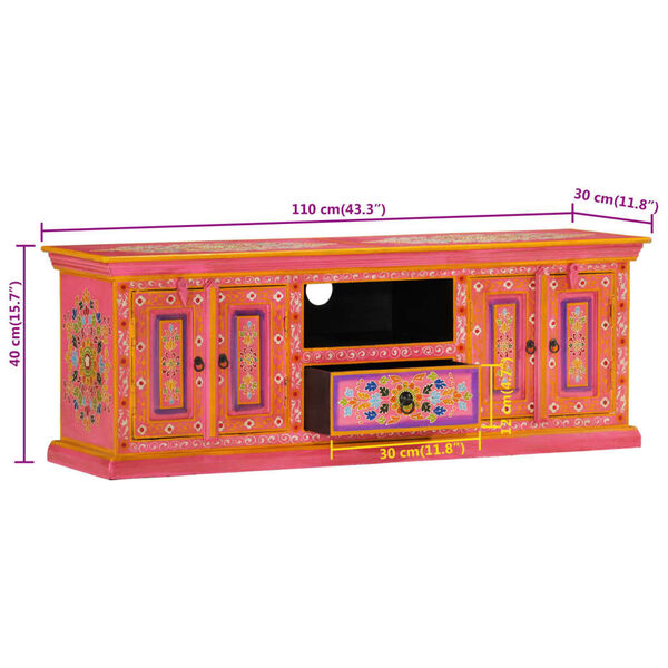vidaXL TV Cabinet Pink 110x30x40 cm Solid Wood Mango